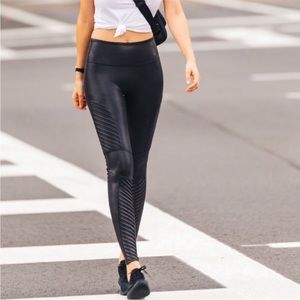 SPANX Faux Leather Black Moto Leggings Small